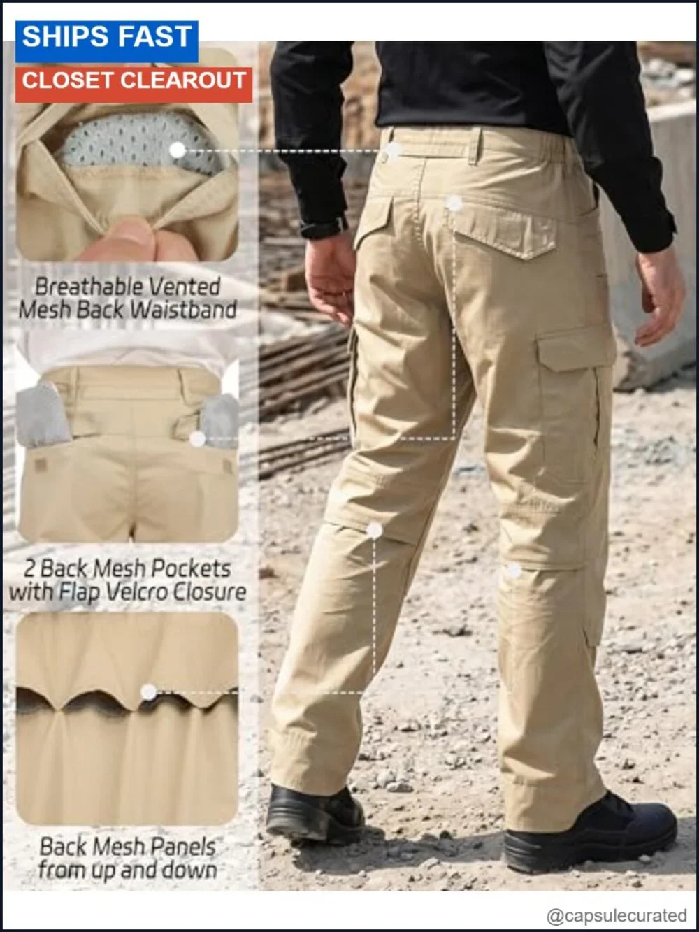 FR Cargo Pants Men's Lightweight Stretch Ripstop Flame Resistant Work Pants